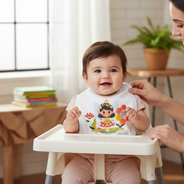 baby bib fairy queen flowers