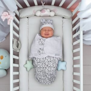 baby swaddle smiley black
