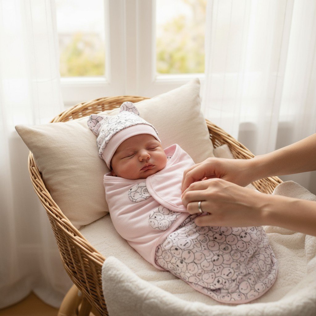 baby swaddle smiley pink