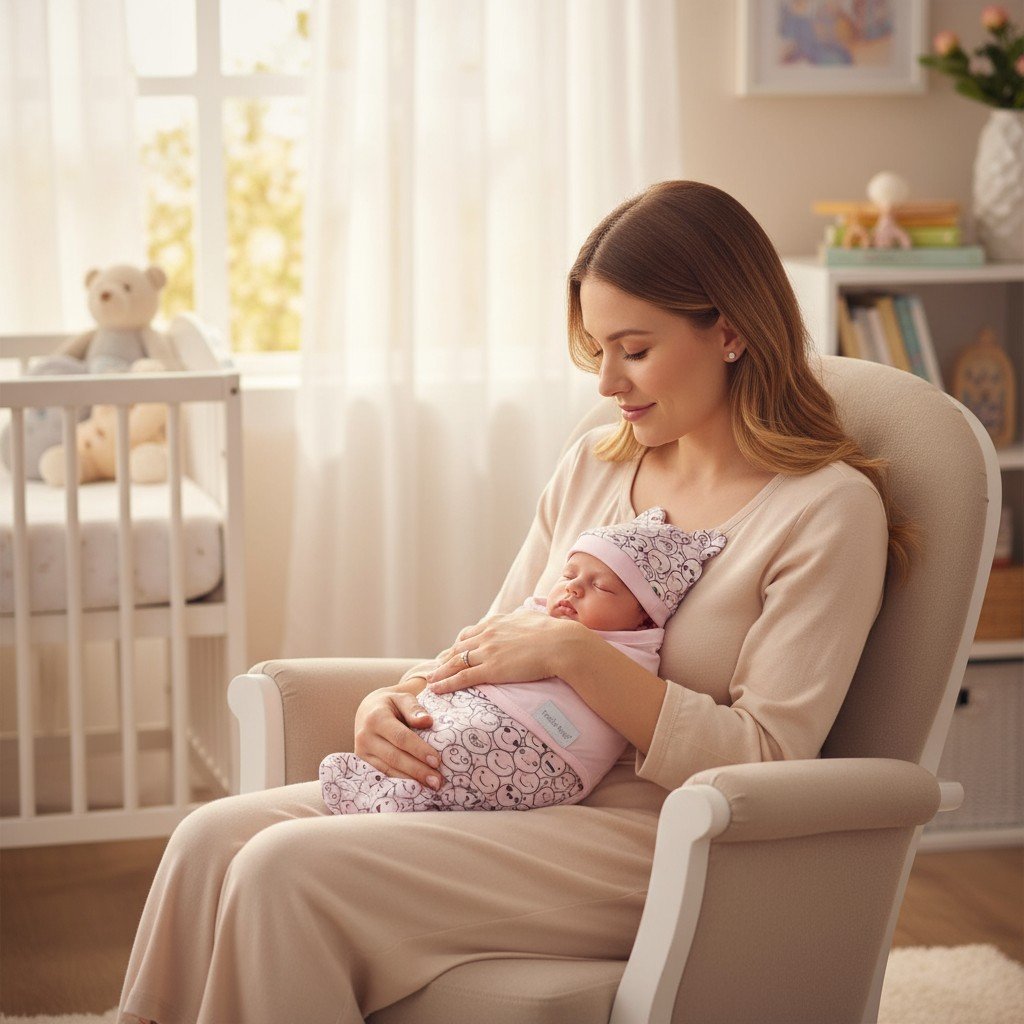baby swaddle smiley pink