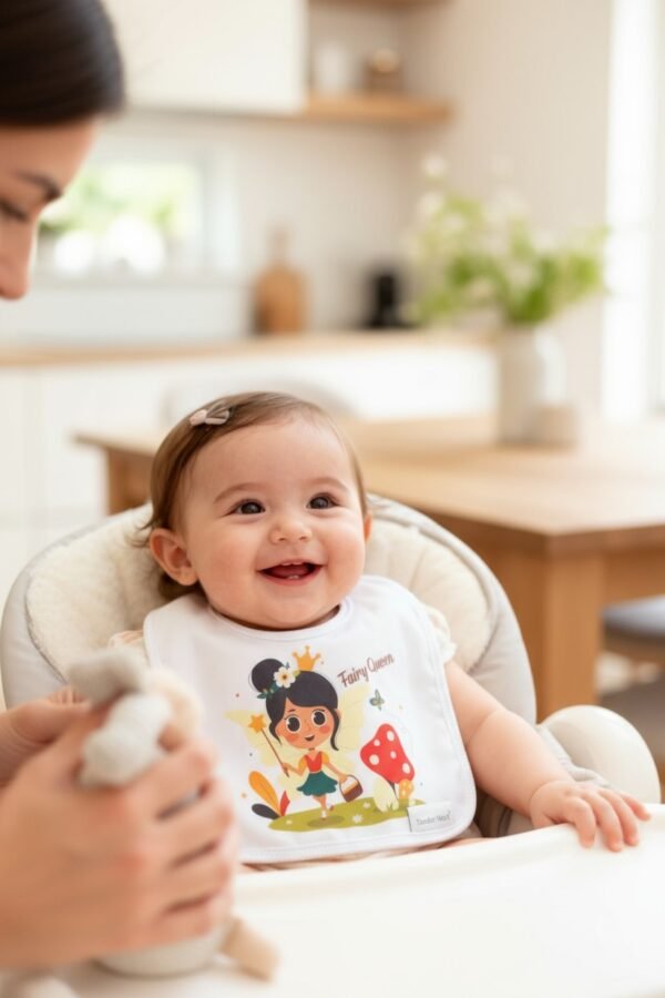 baby bib fairy queen black