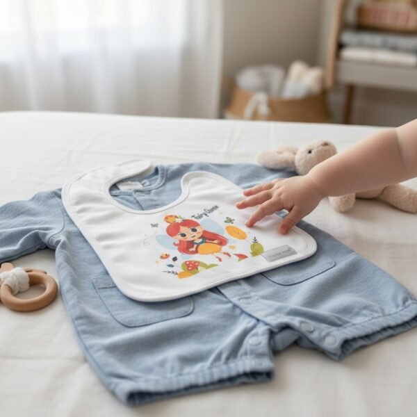 baby bib fairy queen red