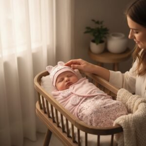 baby swaddle smiley pink