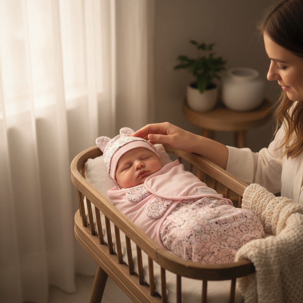 baby swaddle smiley pink