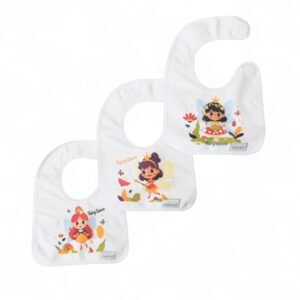 baby bib fairy queen pack of 3 " flower, red & purple "