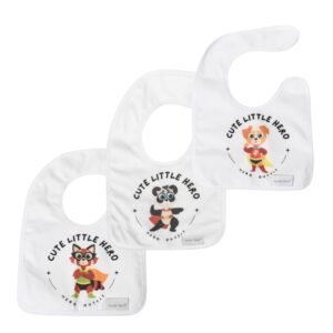 baby bib cute hero pack of 3 " fox, doggy & panda "