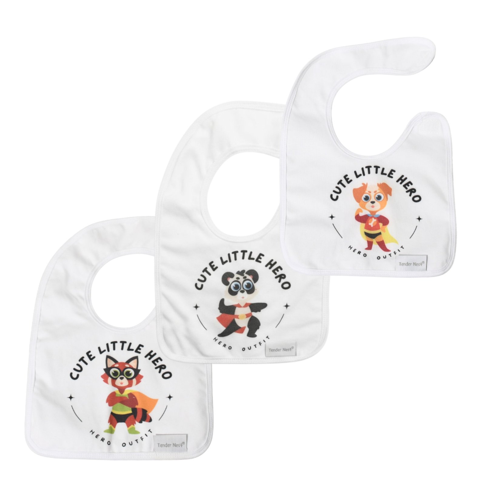 baby bib cute hero pack of 3 " fox, doggy & panda " baby bib cute hero pack of 3 " fox, doggy & panda "