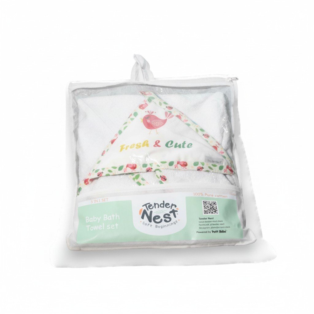 baby bath towels birds set of 5 pieces