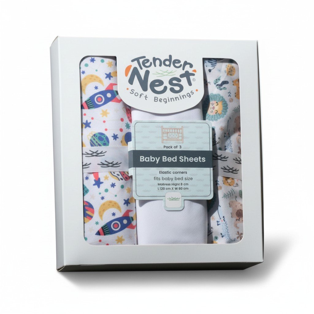 baby bed sheet pack of 3 " mermaid, white & bird " baby bed sheet pack of 3 " mermaid, white & bird "