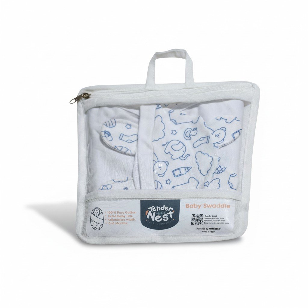 baby swaddle smiley blue with hat