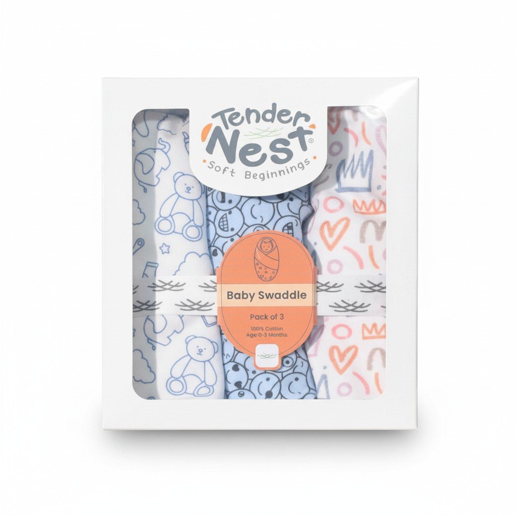 baby swaddle with hat pack of 3, set1