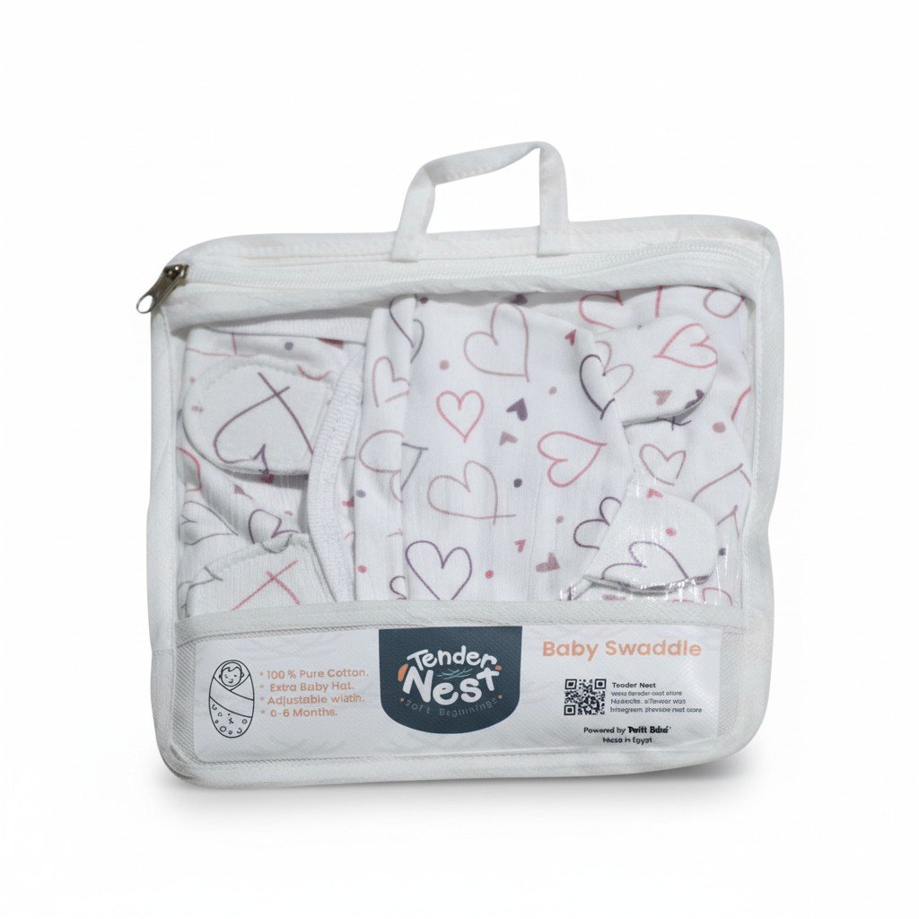 baby swaddle smiley blue with hat