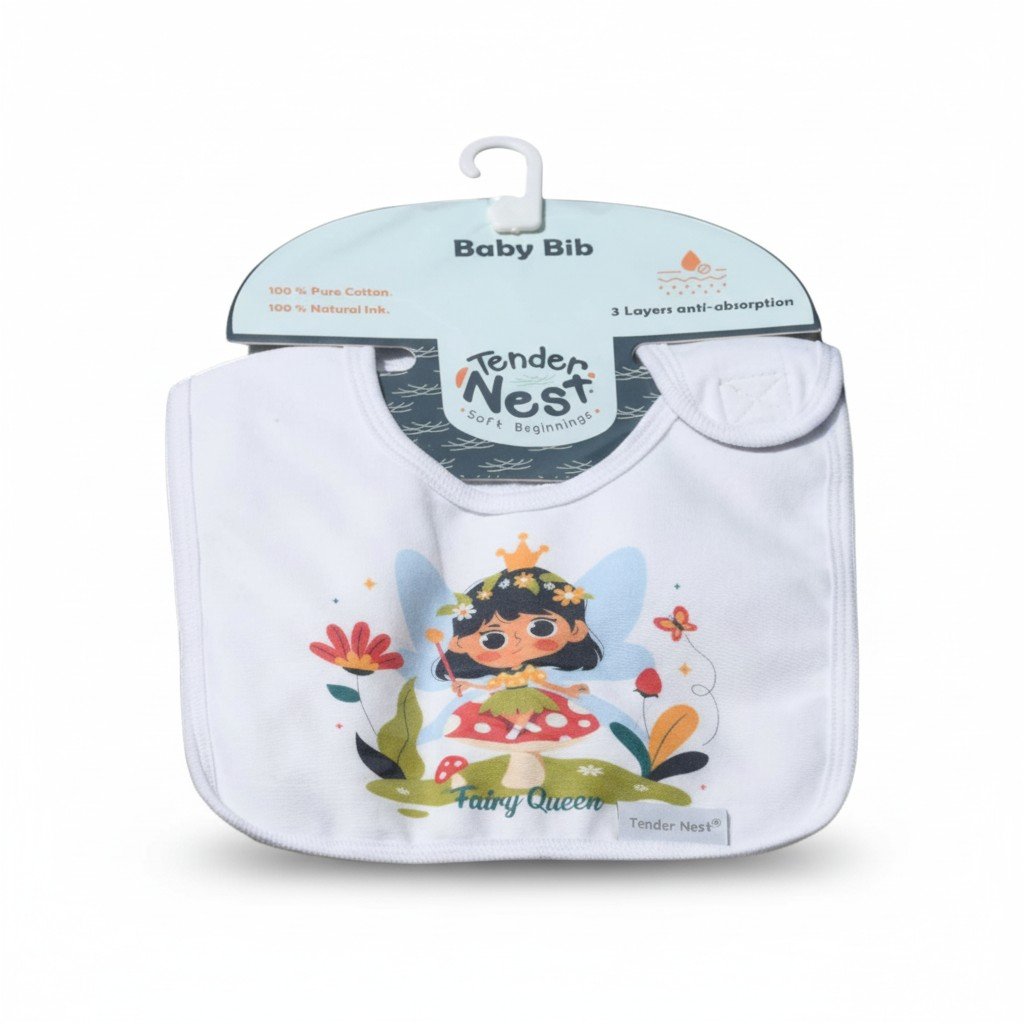 baby bib fairy queen flowers